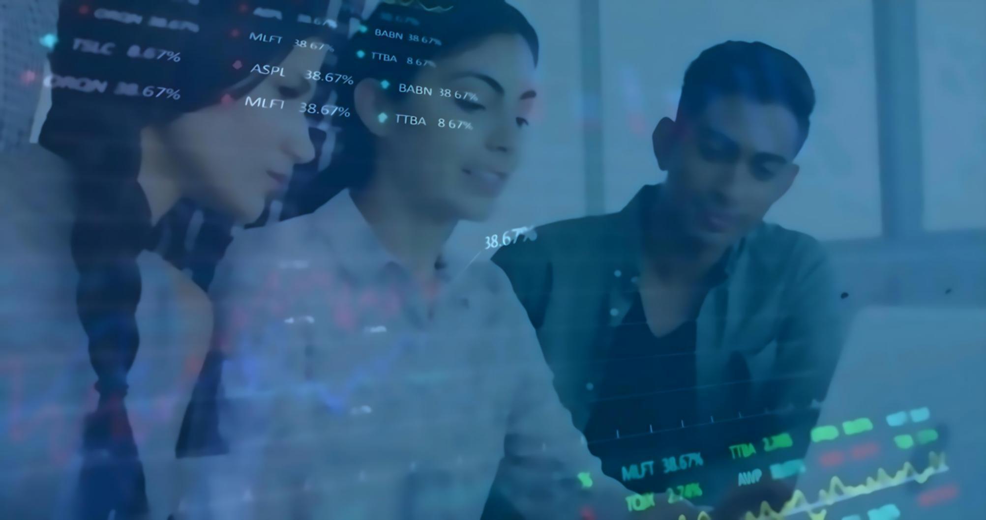 Plataforma de aprendizaje digital mostrando análisis financieros
